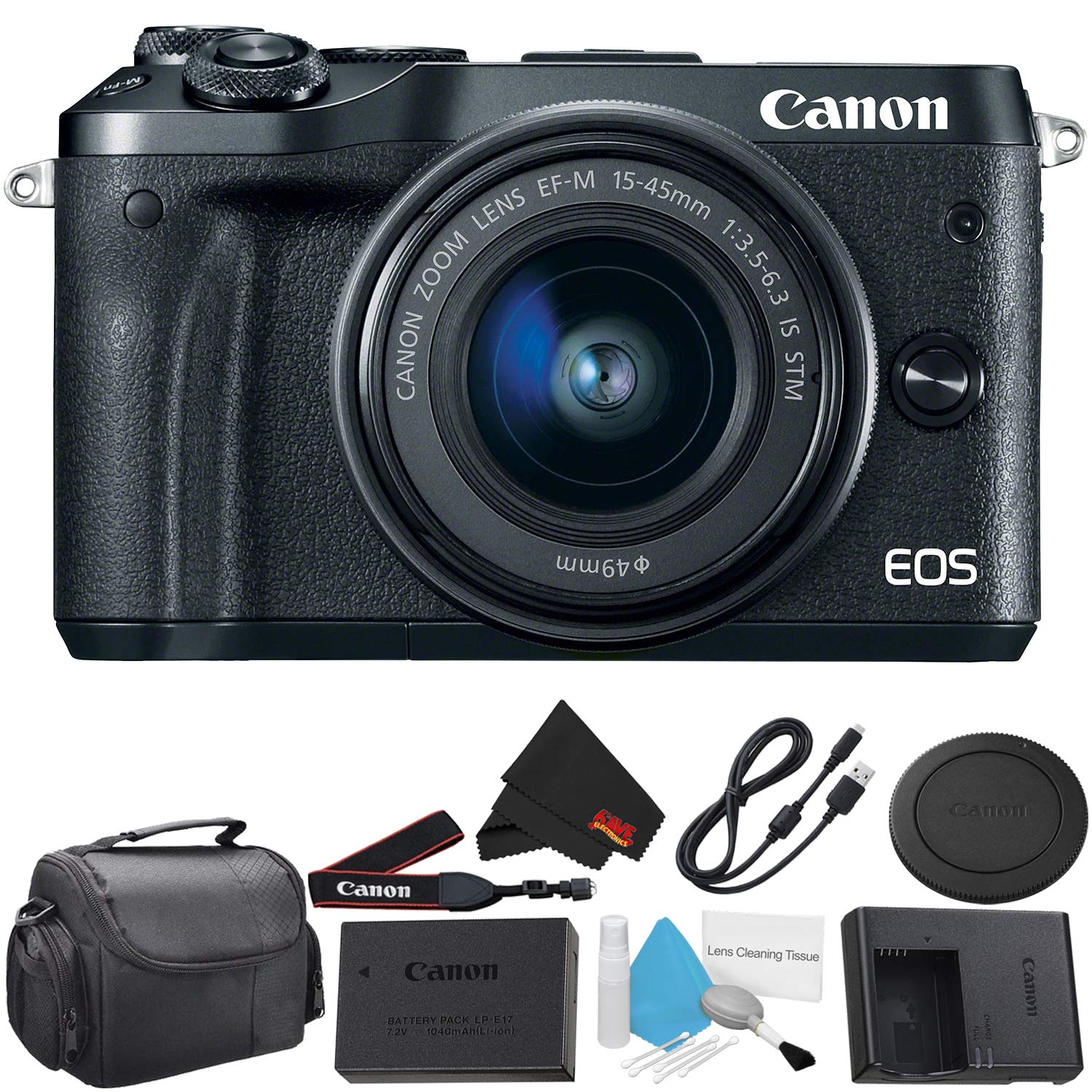 Canon EOS M6 Mirrorless Digital Camera +EF-M 15-45mm f/3.5