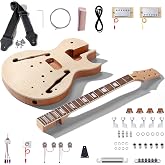 Leo Jaymz DIY Single Cut Electric Guitar Kits with Mahogany Body and Neck - Rosewood Fingerboard and All Components Included (LP Hollow)