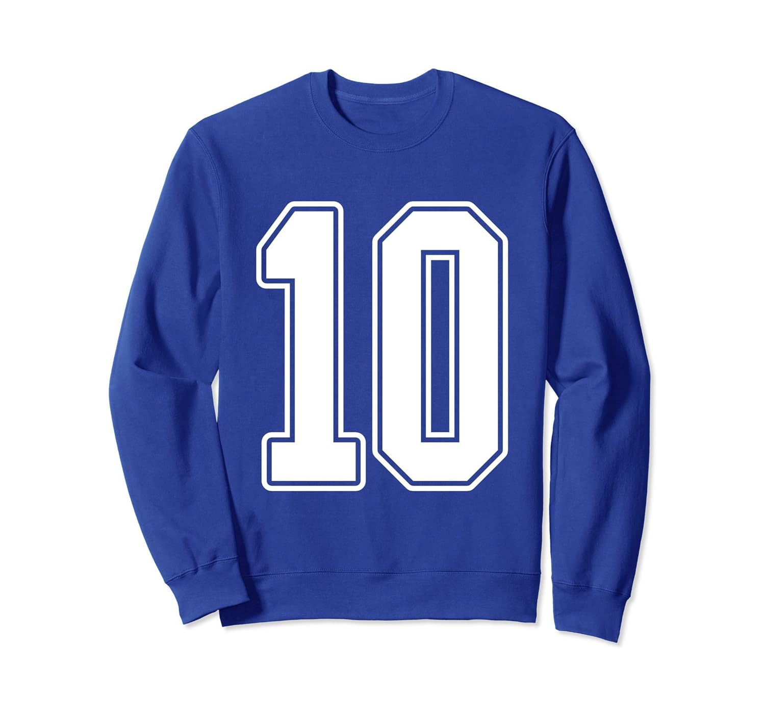 #10 White Outline Number 10 Sports Fan Jersey Sweatshirt-ANZ