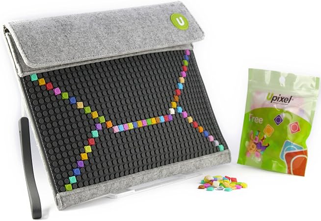 Amazon Upixel Ipad タブレット ケース エンベロップクラッチバッグ B010 グレー グレー チップ160ピース付属 レゴ Lego コンセプト ドット絵 マイクラ 脳トレ ゲーム ブロック おもちゃ