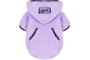 KOSIYI Dog Sweater Lightweight Dog Clothes with Pocket, Soft Warm Puppy Hoodie Doggie Spring Winter Chihuahua Yorkie Sweatshirt for Small Dogs Reversible Fleece Hooded Pullover, XXS, Purple