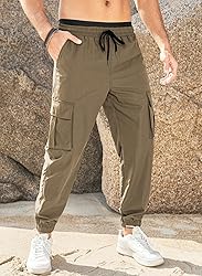 JMIERR Work Pants for Men Stretch Elastic Waist