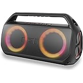 ION Uber Boom Ultra, High-Power Portable Bluetooth Stereo Speaker System with Lights, Rechargeable Battery, App Control, USB Playback, Water-Resistant and Sandproof, 80W