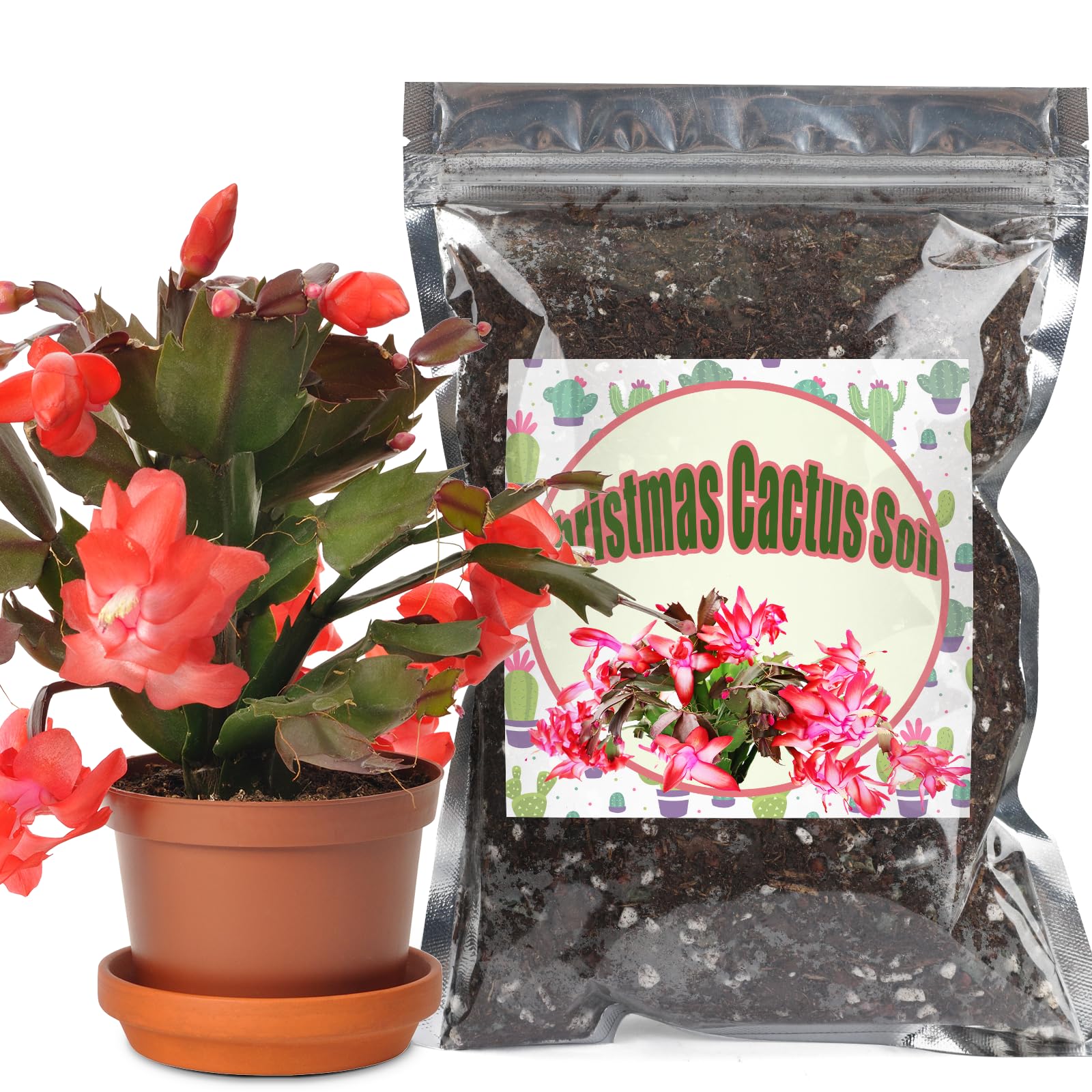 GOTVUGE Christmas Cactus Potting Soil Mix 4L, Ideal for Succulents, Christmas Cacti, and Other Indoor Potted Plantings
