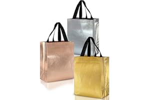 Nush Nush Luxury Mix Color Gift Bags Medium Size - Mix Color Set with 4 Rose Gold, 4 Silver, 4 Gold gift bags - Birthday Gift Bags, Goodie Bags, Party Favor Bags, Medium Gift Bags - 8X4X10 Size