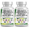 Clean Nutraceuticals Oregano Oil Garlic Extract Olive Leaf Black Seed Oil - Immune Support & Digestive Health Supplement for Women and Men with Vitamin D3 & Zinc - 2Pack