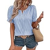 EVALESS Womens Fashion Tops Cute Puff Sleeve Blouses for Women Dressy Casual Spring Summer Clothes Outfits for 2025