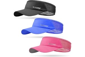 Sukeen 3 Pack Sports Sun Visor Men Women Lightweight Packable Cooling Stretchy Visor Hat for Running, Tennis, Golf