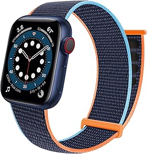 Sport Loop Band Compatible with Apple Watch Band 38mm 40mm 42mm 44mm iWatch Series 6 5 SE 4 3 2 1 Strap, Nylon Velcro Women Men Stretchy Elastic Braided Replacement Wristband Breathable Soft Light