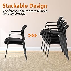 CLATINA Mesh Back Stacking Arm Chairs, Upholstered