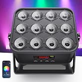 KeoBin 12x16W Wireless Par Light, Rechargeable RGBWA+UV Stage Lights | APP DIY Color, 8Hr Battery Powered, Remote/Sound Activated/DMX512 Control, Multi Modes Uplights for Events, DJ Shows, Parties