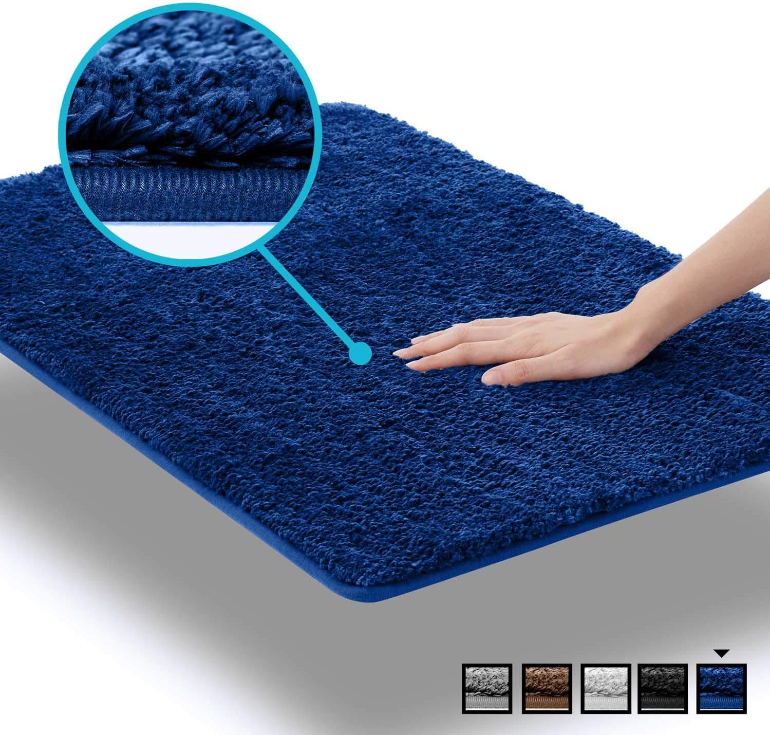 Amazon Com Luxe Plush Royal Blue Bathroom Rugs Bath Shower Mat W Non Slip Microfiber Super Absorbent Rug Alfombras Para Banos 19 5 X 31 5 Dark Blue Home Kitchen