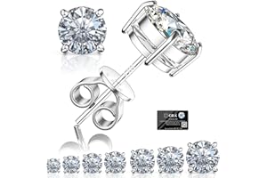 GIGAVOX Moissanite Stud Earrings for Women Men,0.3ct-3.0CT 18K White Gold Plated Moissanite Solid 925 Sterling Silver Earring Hypoallergenic Stud Wedding Engagement Jewelry Gifts Round Cut D Color VVS1