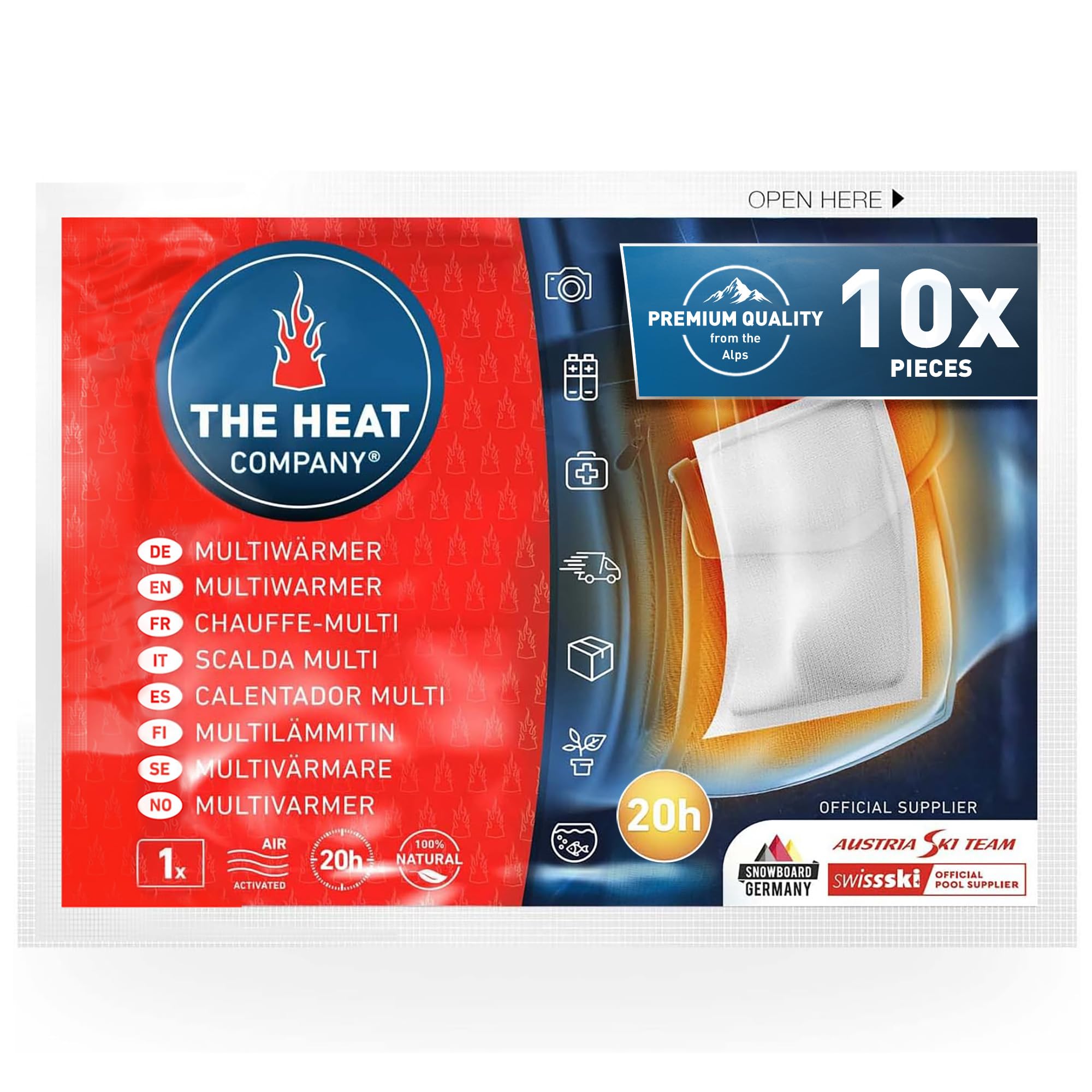 THE HEAT COMPANY Multi Bodywarmer - 10 Pieces - EXTRA WARM - Transport Warmer - Body Warmer - 20 Hours Reliable Warmth - Instant Heat - Air Activated - Purely Natural