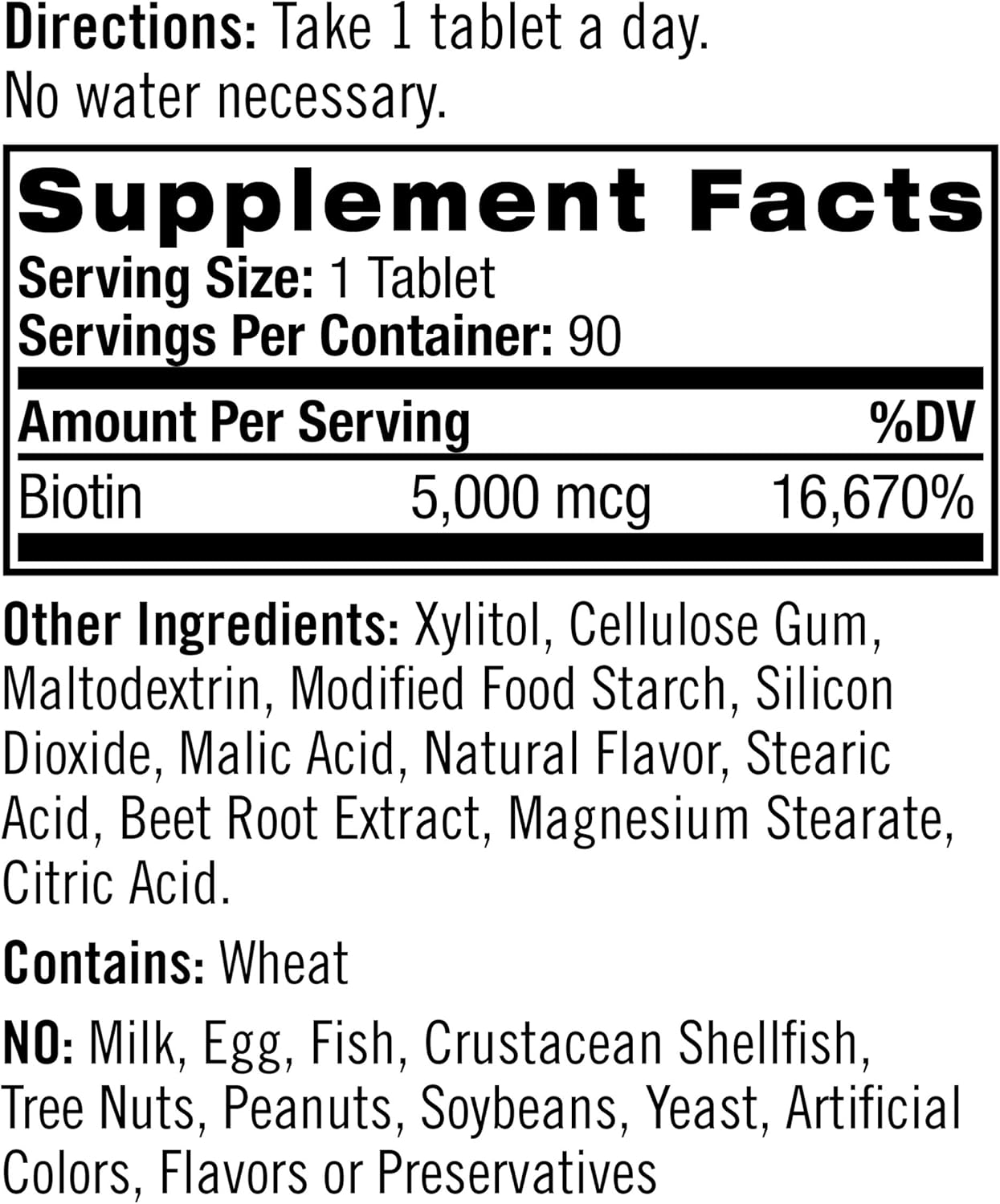 Natrol Biotin Beauty Tablets, Promotes Healthy Hair, Skin & Nails, Helps Support Energy Metabolism, Helps Convert Food Into Energy, 5,000mcg, 90Count: Health & Personal Care