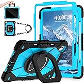 WESOROL Case for iPad Pro 13 Inch M4 2024 (7th Gen) with Screen Protector/360° Rotating Stand/Pencil Holder/Shoulder Strap,Military Grade Shockproof iPad Case 13 Inch iPad Pro M4,Black Blue