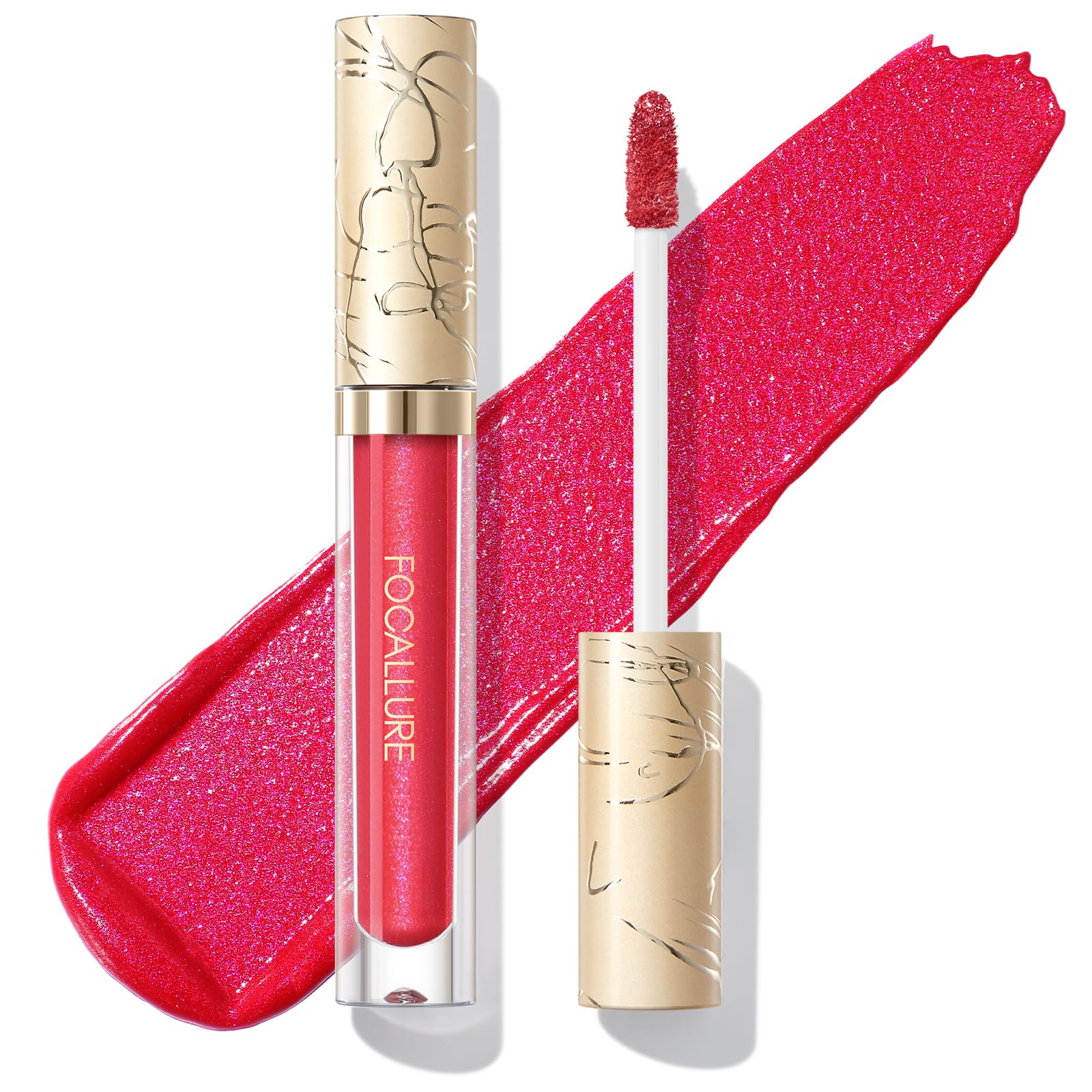 Photo 1 of FOCALLURE Metallic Liquid Lipstick,Non Stick Cup Lip Gloss,High Impact Lip Color with Transfer-proof Wear,Long Lasting & Waterproof Lipstick Makeup for Women,RD05 CHERRY BERRY