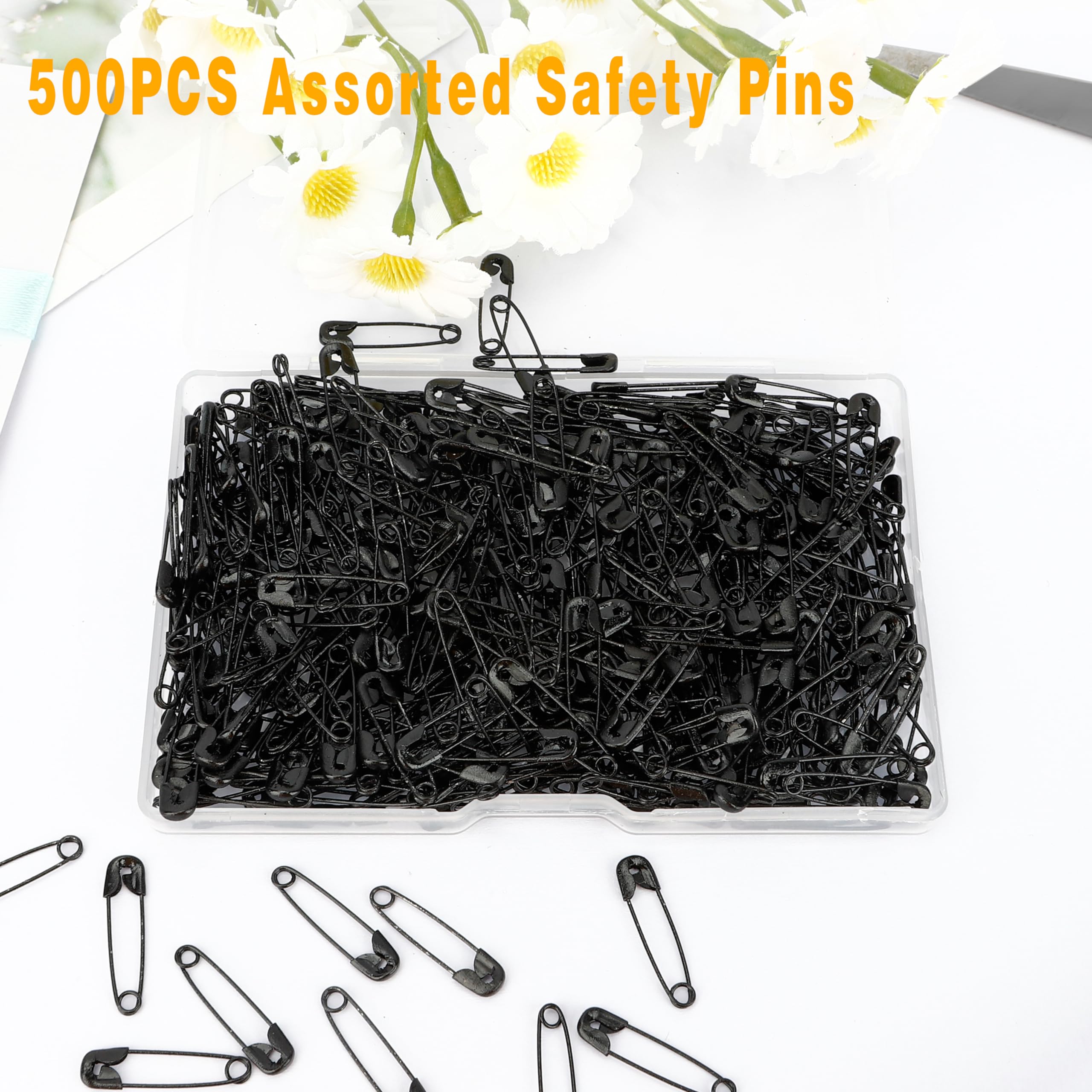 Black Mini Safety Pins - 500PCS, 19mm Tiny, Bulk for Clothes, Crafting, Sewing, Jewelry Making, Arts & Craft