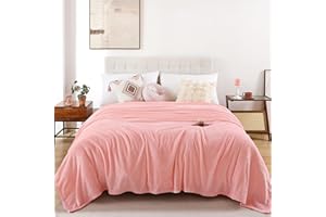 USERF Soft Fuzzy Fleece Throw Blanket King Size - Lightweight Luxury Warm Cozy Couch Blanket, Plush Microfiber Flannel Fleece Blanket for Bed, Pink Blankets, 108x90 Inches