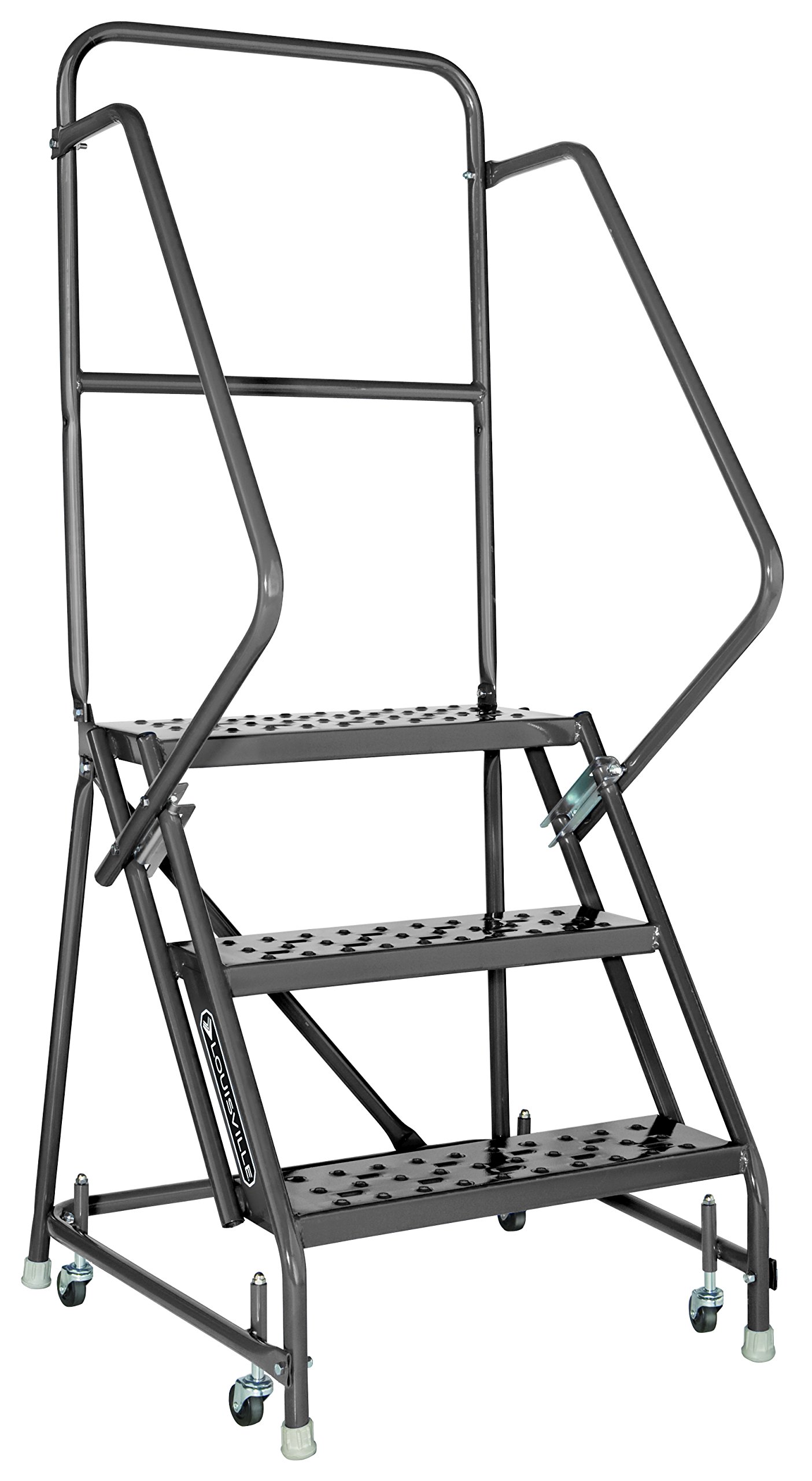 Louisville Ladder GSW2403-W03 Rolling Warehouse Ladder with 24-Inch Step Width and Handrails, 30-Inch Platform Height, 3…