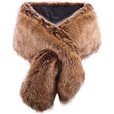 KAMA BRIDAL Women Long Faux Fur Shawl Bridal Stole Cover Up Winter Soft Bolero Scarf