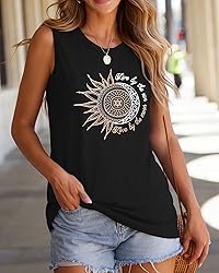 Sun Moon Graphic Tank Tops for Women Summer
