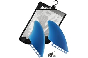 AQUBONA Twin Keel Fins, Single Tab Dual Tabs Fins Surfboard Fins, Twin Fin Fishtail Surfboard Fins Twin Keels - Smooth Fiberglass Flex