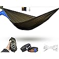 Onewind Camping Hammock, Ultralight Portable Hammock with Adjustable Ridgeline, Outdoor Hammock 20D Ripstop Nylon with 2 * 12Ft Tree Strap, Ideal for Camping, Hiking, Backpacking