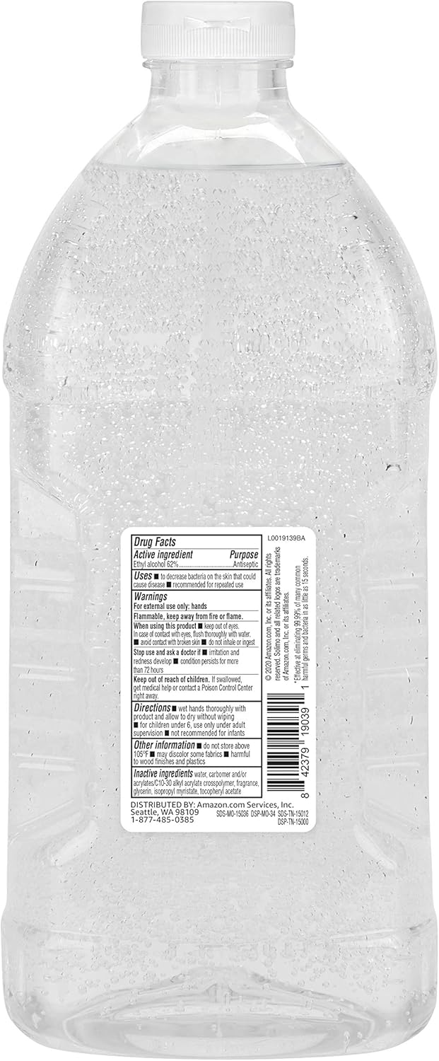  Brand - Solimo Hand Sanitizer, Original Scent, 67.6 Fl Oz (Pack of 1): Health & Personal Care