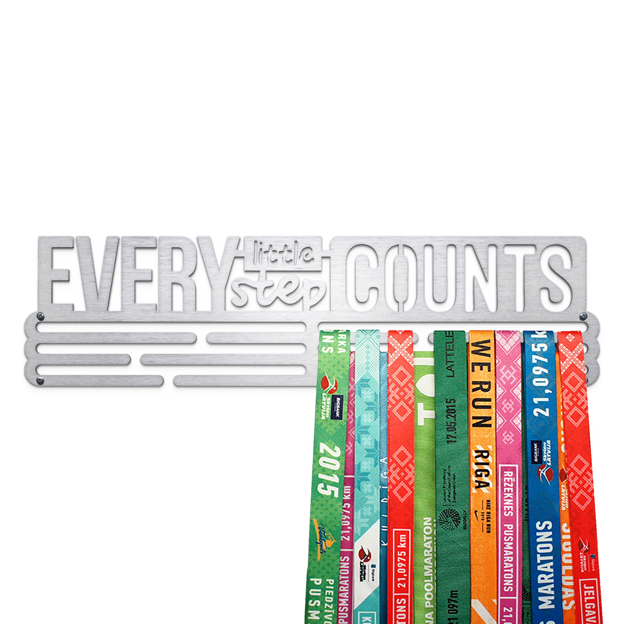 United Medals Every Little Step Counts Sport Medal Hanger Display | Stainless Steel Medal holder | Awards display rack for up to 48 medals