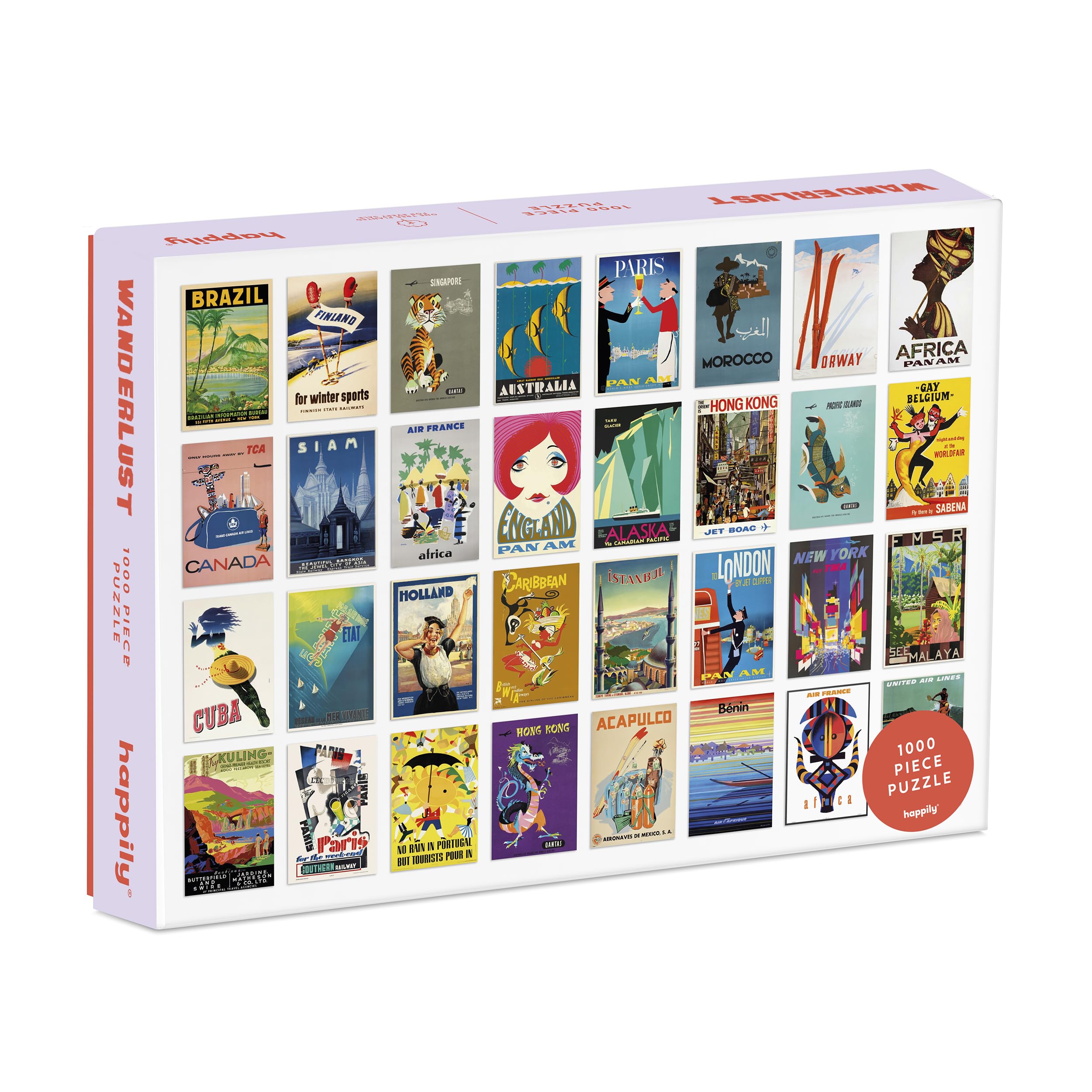 Wanderlust 1000 Piece Jigsaw Puzzle for Adults | Premium 100% Recycled Board | 1000 Piece Travel Jigsaw Puzzle | Gifts for Travellers | Happily Jigsaw Puzzles