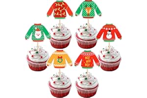 ZHUOWEISM 36 PCS Ugly Sweater Cupcake Toppers Merry Christmas Cupcake Picks Ugly Sweater Party Decorations for Christmas Ugly Sweater Theme Xmas Holiday Baby Shower Birthday Party Cake Decorations Supplies