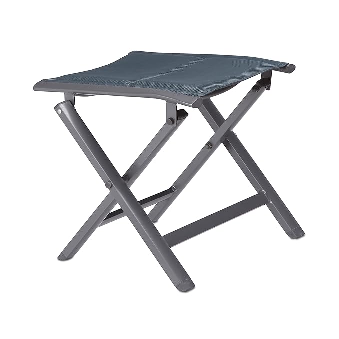 Relaxdays Aluminium Klapphocker, gepolstert, für Garten, als Campinghocker, faltbar, H x B x T: 41 x 48 x 41 cm, grau