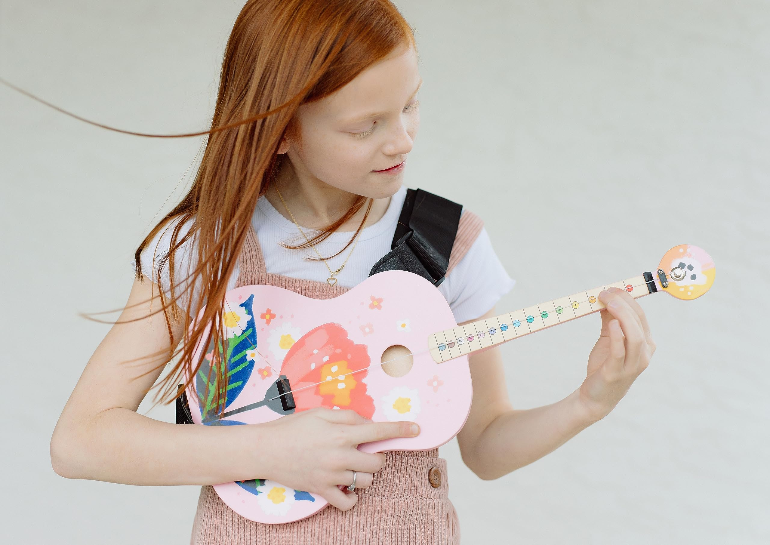 TinkerTar - Pink Floral Acoustic Guitar - The Easiest Way to Start and Learn Guitar - 1 Stringed Toy Instrument for Kids Perfect Intro to Music for Young Kids Ages 3 and up - from Buffalo Games