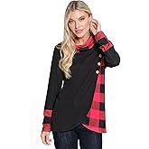 Ali Miles womens Textured Color Block Knit Tunic Patch Pocket and Button Detail