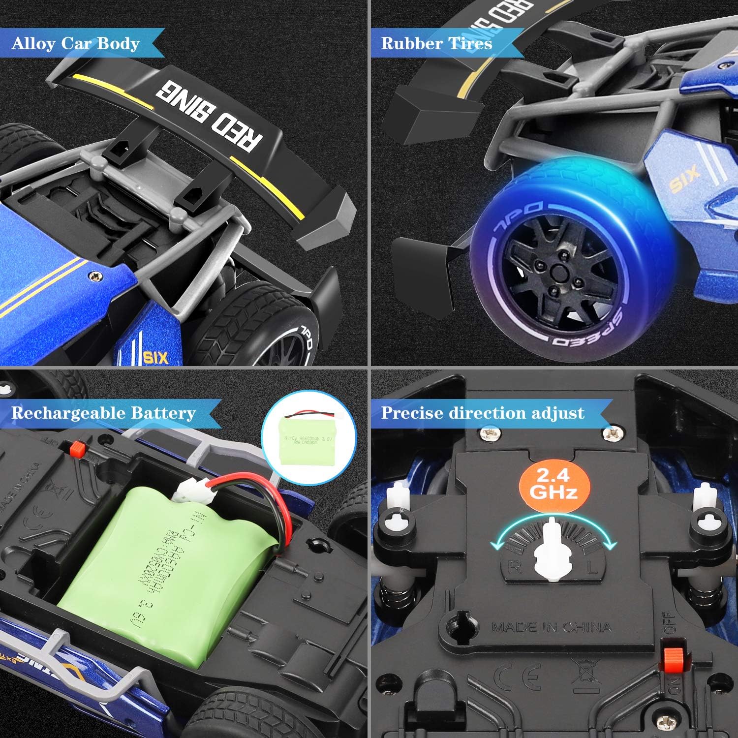 Vbepos Remote Control Car Toys for 3 4 5 6 7 8 9 Year Old Boys and Girls, 2.4Ghz RC Cars for Kids & Adults, Blue: Toys & Games