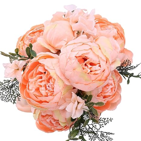 Starlifey Bouquet De Fleurs Artificielles De Pivoine Fleurs En Soie Décoration De Maison Orange