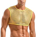 AMY COULEE Mens Fishnet Crop Top Sexy Mesh Tank Top