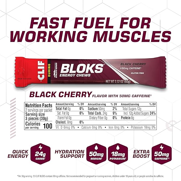 CLIF SHOT BLOK BLKCHRY CFFN ORG 3 2.1OZ (PACK OF 18)