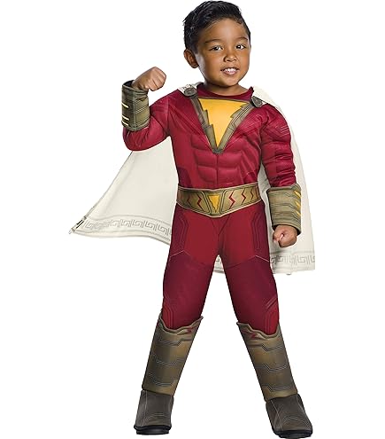 Capa Superheroes Niño Disfraz Shazam DC Comics Para Niño - Rubie's Official | Incluye Mono, Capa Y Cinturón Disfraz Halloween Carnaval