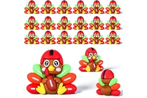 Gemscream 25 Pcs Thanksgiving Mini Turkey to Hide 3D Printed Mini Animals Figurines Friendsgiving Dinner Activities 1.77 Inch Small Rubber Football Turkey Fidget Gift for Fall Home Table Centerpiece