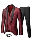 YND Men's 3 Piece Slim Fit Tuxedo Suit Set, One