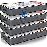 Budding Joy 90L Under Bed Storage Containers, Closet Organizers and Storage Bins, Foldable Underbed Storage Bags for Blankets