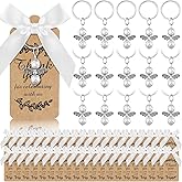 Sureio 40 Sets Baptism Favors Angel Keychains Silver Angel Charm Keychain with Thank You Tags and White Bows Guest Gifts for Baby Shower Baptism Favors Wedding Bridal Party Supplies