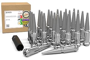 Wheel Accessories Parts 24 Pcs M14x2 14x2 Thread Spike Spline 4.40" Long Lug Nuts Chrome Truck Spline Hex Fits Ford Expedition F-150 ｜ Lincoln Navigator
