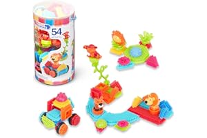 0323102 Battat- Bristle Blocks- STEM Interlocking Building Blocks- 54 pc Playset- Reusable Storage Bucket- Developmental Toys for Toddlers & Kids- Jungle Advetures- 2 Years +