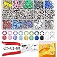 GTAAOY 800PCS Metal Snaps Buttons with Fastener Pliers Press Tool Kit Perfect for DIY Crafts Clothes Hats and Sewing, Snap Button Fasteners Kit for Clothing Sewing(200 Sets,10 Colors,9.5mm)