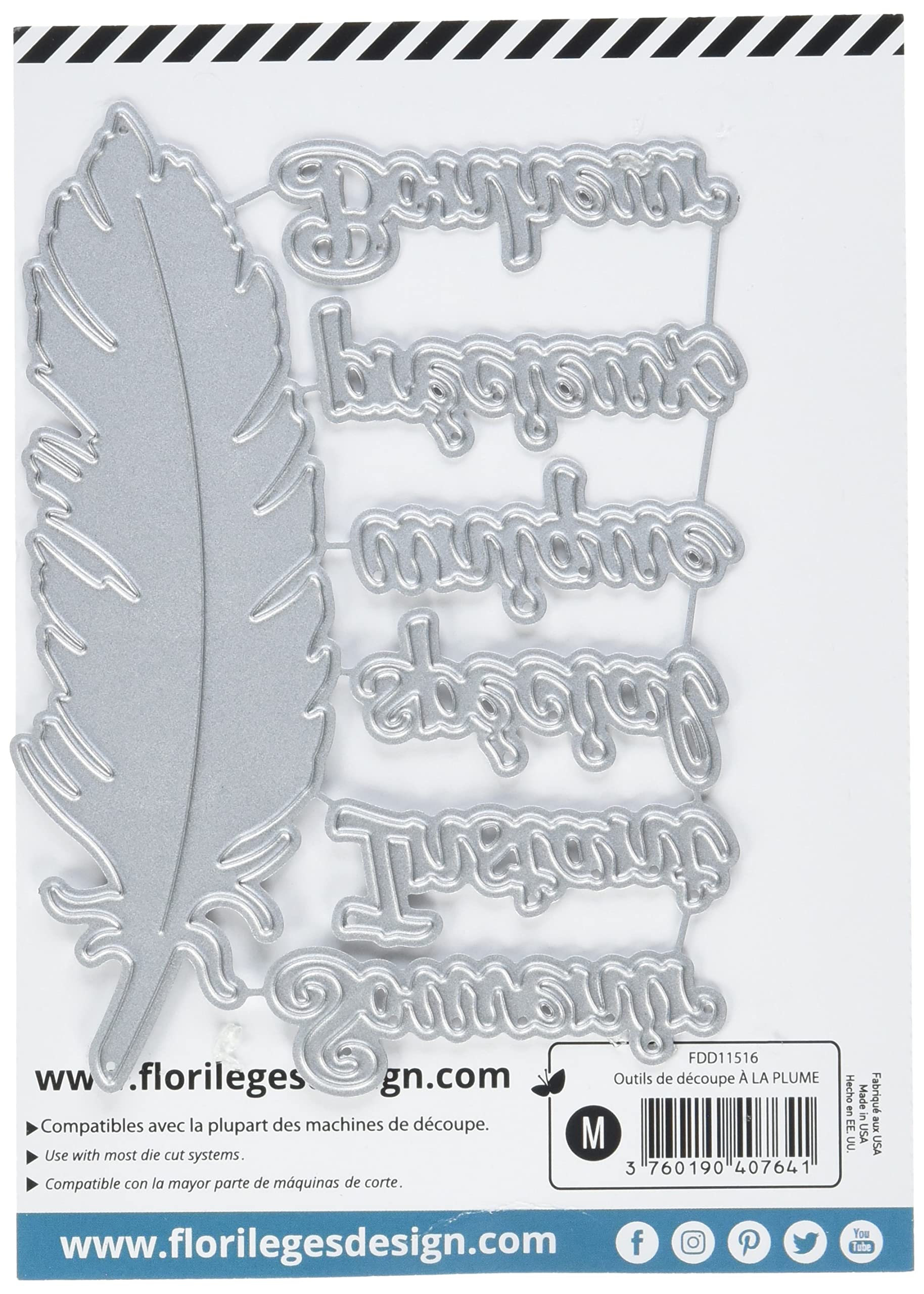 Florilèges Design FDD11516 Scrapbooking Cutting Tool Brush Set, 11.5 x 12.5 x 0.2 cm, Black