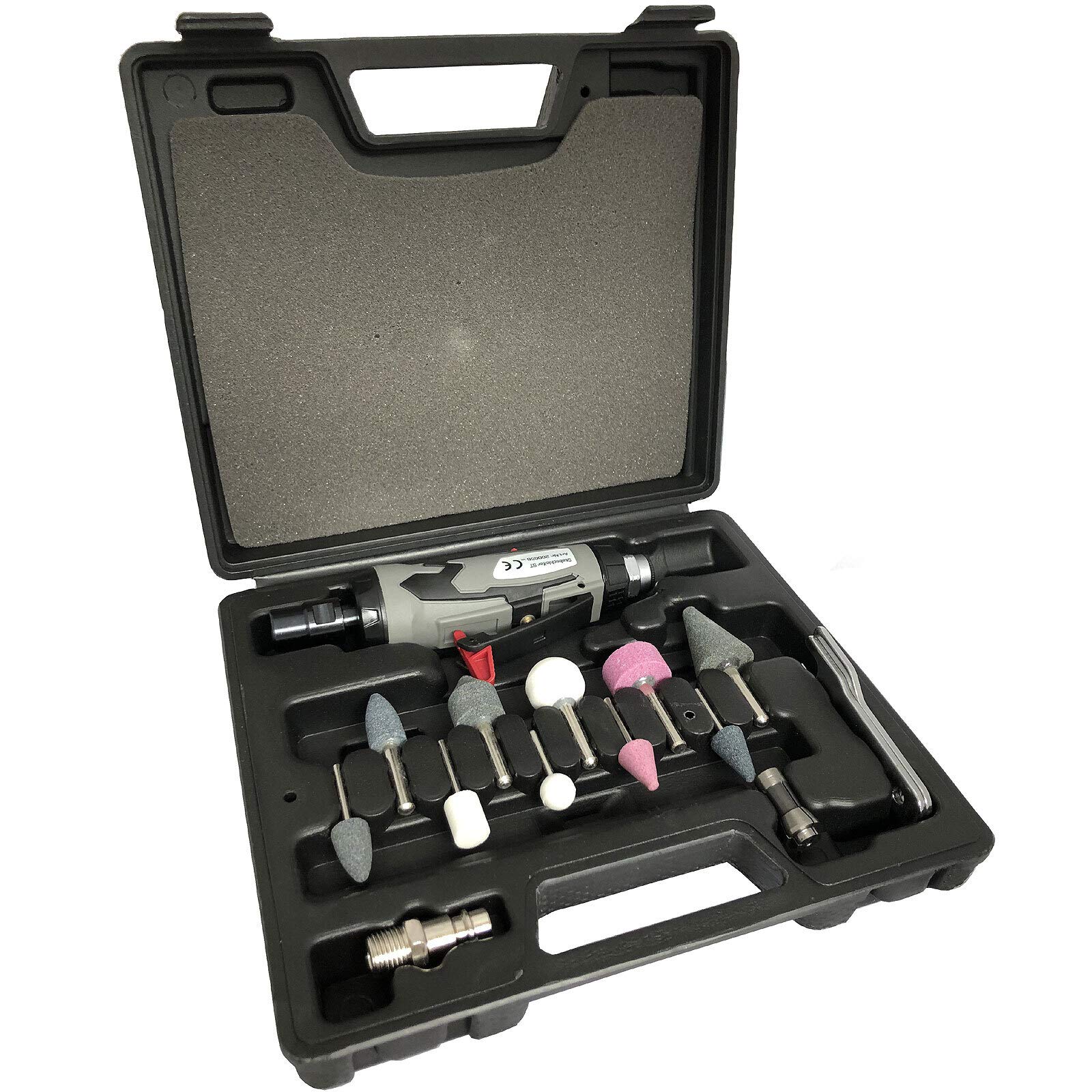Rod Grinder Set ST | Compressed Air Grinder with 10 Grinding Pins of Various Sizes, Shapes and Grits | Speed Control
