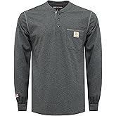 BOCOMAL FR Shirts for Men 5.5oz Lightweight Long Sleeve Work Henley Fire Resistant Shirt CAT2